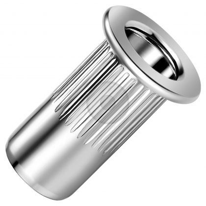 Blindnitmutter cylinderhuvud öppen stål räfflad M8 Ø 10,90×19,00 mm (greppområde: 3,10 - 5,50 mm)