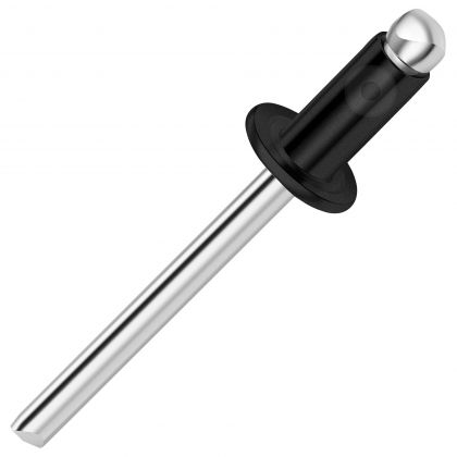 Standaard popnagel bolkop aluminium RAL 9005/staal Ø 4,00×6,00 mm (klembereik: 1,00 - 3,00 mm)